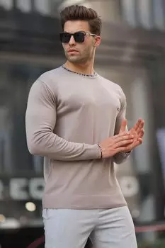 Мужской трикотажный свитер из норки с круглым вырезом 6847 MADMEXT