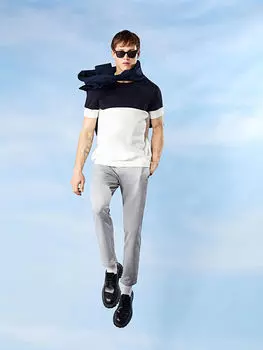 Мужской трикотажный свитер с цветными блоками и круглым вырезом с короткими рукавами Southblue