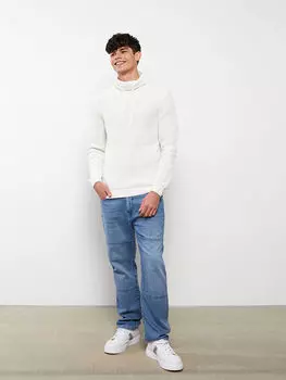 Мужской трикотажный свитер с длинным рукавом и воротником-монашкой LCW Casual