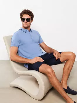 Мужской трикотажный свитер с коротким рукавом и воротником-поло Southblue