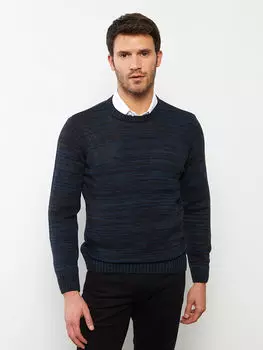 Мужской трикотажный свитер с круглым вырезом и длинным рукавом с узором LCWAIKIKI Classic