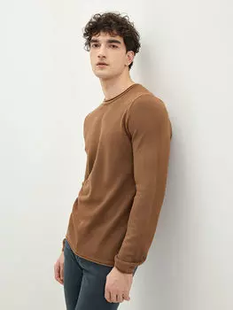 Мужской трикотажный свитер с круглым вырезом и длинными рукавами LCW Casual