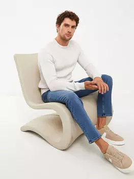 Мужской трикотажный свитер с круглым вырезом и длинными рукавами LCWAIKIKI Classic