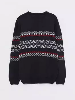 Мужской трикотажный свитер с круглым вырезом и длинными рукавами LCW Casual