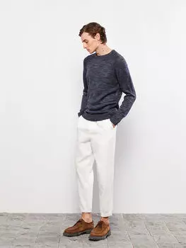 Мужской трикотажный свитер с круглым вырезом и длинными рукавами LCW Casual
