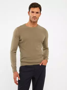 Мужской трикотажный свитер с круглым вырезом и длинными рукавами LCWAIKIKI Classic, сизый