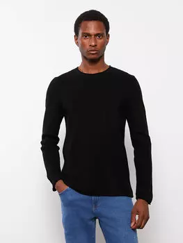 Мужской трикотажный свитер с круглым вырезом и длинными рукавами LCW Casual, новый черный