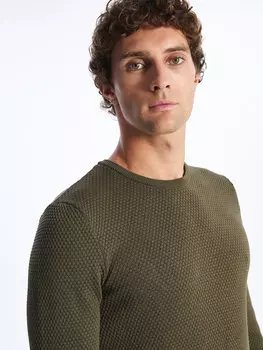 Мужской трикотажный свитер с круглым вырезом и длинными рукавами SOUTHBLUE, оливковое