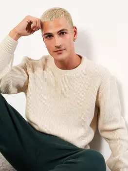 Мужской трикотажный свитер с круглым вырезом и длинными рукавами LCW Casual