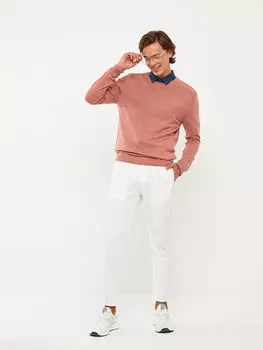 Мужской трикотажный свитер с круглым вырезом и длинными рукавами LCW Casual