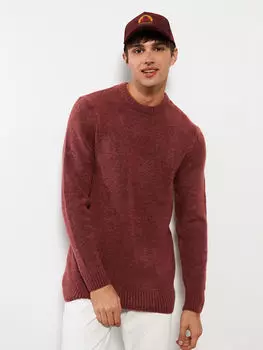 Мужской трикотажный свитер с круглым вырезом и длинными рукавами LCW Casual