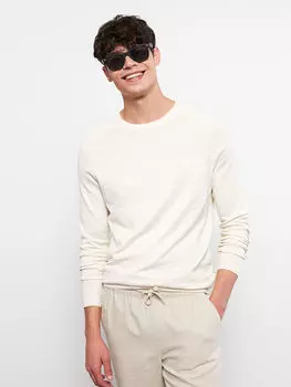 Мужской трикотажный свитер с круглым вырезом и длинными рукавами LCW Casual