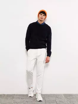 Мужской трикотажный свитер с круглым вырезом и длинными рукавами LCW Casual