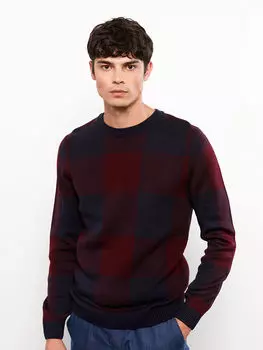 Мужской трикотажный свитер с круглым вырезом и длинными рукавами LCW Casual