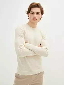 Мужской трикотажный свитер с круглым вырезом и длинными рукавами LCW Casual
