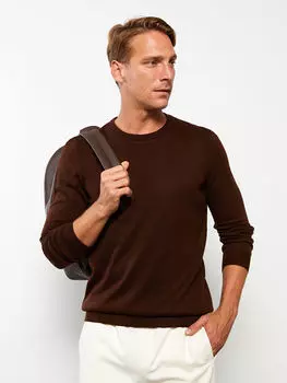 Мужской трикотажный свитер с круглым вырезом и длинными рукавами LCW Eco
