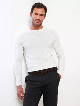 Мужской трикотажный свитер с круглым вырезом и длинными рукавами LCW Vision