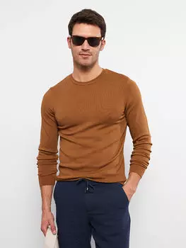 Мужской трикотажный свитер с круглым вырезом и длинными рукавами LCW Vision