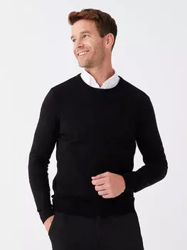 Мужской трикотажный свитер с круглым вырезом и длинными рукавами LCWAIKIKI Classic, новый черный