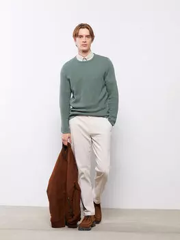 Мужской трикотажный свитер с круглым вырезом и длинными рукавами LCWAIKIKI Classic, сизый