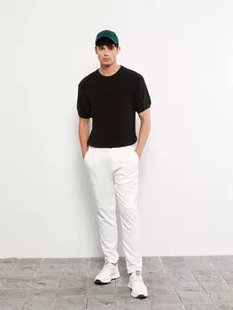 Мужской трикотажный свитер с круглым вырезом и короткими рукавами LCW Casual