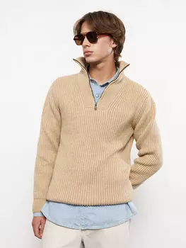 Мужской трикотажный свитер с прямым воротником и длинными рукавами Xside