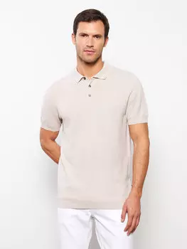 Мужской трикотажный свитер с воротником-поло и короткими рукавами SOUTHBLUE, бежевый
