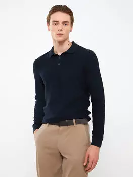 Мужской трикотажный свитер с воротником-поло и длинными рукавами LCWAIKIKI Classic