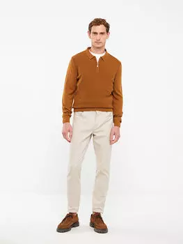 Мужской трикотажный свитер с воротником-поло и длинными рукавами LCWAIKIKI Classic