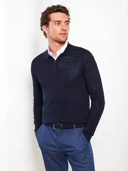 Мужской трикотажный свитер с воротником-поло и длинными рукавами LCWAIKIKI Classic