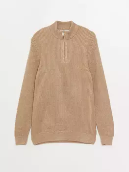 Мужской трикотажный свитер с высоким воротником и длинными рукавами LCWAIKIKI Classic, бежевый меланж