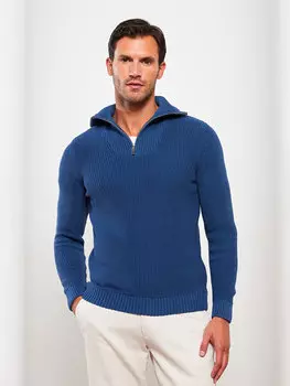 Мужской трикотажный свитер с высоким воротником и длинными рукавами LCWAIKIKI Classic, светлый индиго