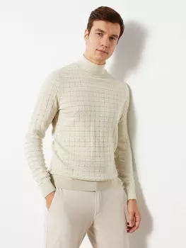 Мужской трикотажный свитер с высоким воротником и длинными рукавами LCWAIKIKI Classic, камень