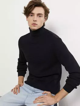 Мужской трикотажный свитер с высоким воротником и длинными рукавами LCW Casual