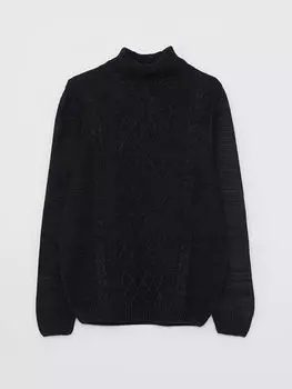 Мужской трикотажный свитер с высоким воротником и длинными рукавами LCW Casual