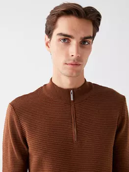 Мужской трикотажный свитер с высоким воротником и длинными рукавами LCW Vision, верблюжья шерсть