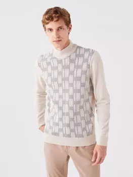 Мужской трикотажный свитер с высоким воротником и длинными рукавами LCWAIKIKI Classic, каменно-бежевый