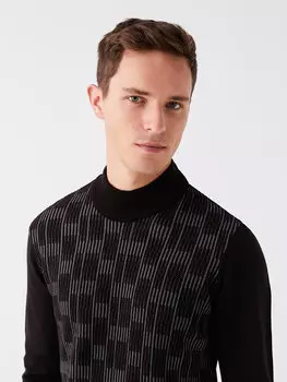 Мужской трикотажный свитер с высоким воротником и длинными рукавами LCWAIKIKI Classic, новый черный