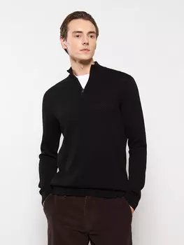 Мужской трикотажный свитер с высоким воротником и длинными рукавами LCWAIKIKI Classic, новый черный