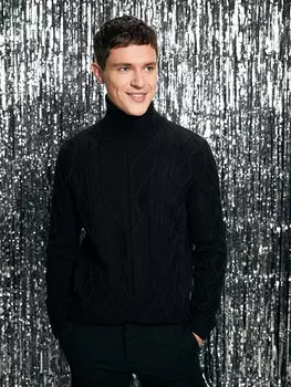 Мужской трикотажный свитер с высоким воротником и длинными рукавами LCWAIKIKI Classic, новый черный