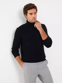 Мужской трикотажный свитер с высоким воротником и длинными рукавами SOUTHBLUE, темно-синий