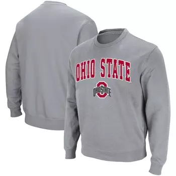 Мужской твиловый пуловер с капюшоном Colosseum Heathered Grey Ohio State Buckeyes Team Arch & Logo Tackle, толстовка, цвет Osu Grey