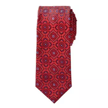 Мужской удлиненный классический необычный галстук Kingsize Big & Tall Ks Signature Collection KingSize, цвет Deep Red Medallion
