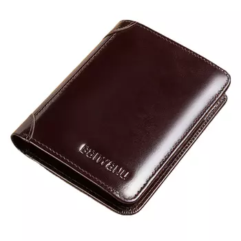 Мужской укороченный держатель для карт и денег из мягкой коровьей кожи высшего качества Banyanu, Black-Bifold (Smooth Top Grain)-Anti-Skimming