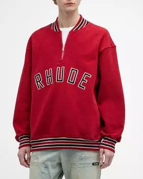 Мужской университетский свитер с молнией в четверть Rhude, цвет Vintage Red
