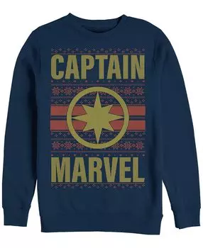 Мужской уродливый свитер с логотипом капитана марвел на груди marvel, флис с высоким воротом Fifth Sun, синий