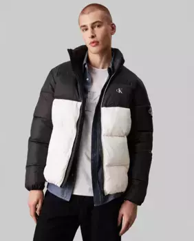 Мужской утепленный пуховик в стиле колор-блок Calvin Klein Jeans, цвет Crudo