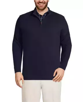 Мужской утепленный свитер Bedford Rib с молнией на четверть Lands' End, синий