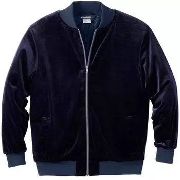 Мужской велюровый бомбер с молнией и большой высотой Kingsize KingSize, темно-синий