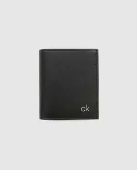Мужской вертикальный кошелек Calvin Klein черного цвета из гладкой кожи с портмоне для монет Calvin Klein, черный